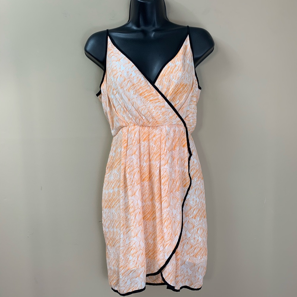 Orange and White with Black Trim Silk Tank Top